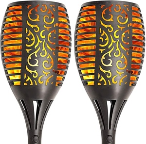Luces Solares de Jardín para Exteriores con 96 LED, IP65 Impermeables, Diseño de Llama de Fuego, Recargables y con Sensor de Luz - Product Image 1