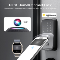Serrure de porte intelligente de luxe LNDU HK01/W Apple HomeKit NFC pour villa, avec Wi-Fi, empreinte digitale grand angle, entrée sans clé, et pênes de sécurité