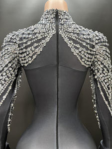 Novance Y4328 monos de manga larga para mujer, mono de actuación a la moda con guantes, mono con diamantes de imitación, Mono para mujer para espectáculo - Product Image 4