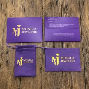 A maioria dos Populares Nobre Roxo com Logotipo Personalizado Impresso Pano De Polimento De Jóias para jóias de Prata Esterlina, Ouro e Platina