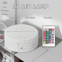 Veilleuse LED 3D 60 RVB, lampe LED moderne avec base ABS 16 cœurs, noir acrylique pour chambre à coucher, petite et élégante, peut utiliser une pile AAA
