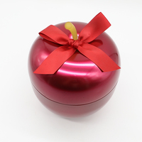 Boîte cadeau en fer en forme de pomme avec ruban spécial, boîte cadeau de Noël, boîte à bougie, boîte cadeau
