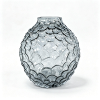 Jarrón decorativo moderno de vidrio gris de alta gama, disponible al por mayor, ideal para muebles de TV, comedores, mesas de recibidor y mesas de centro.