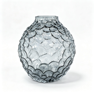 Vase décoratif moderne haut de gamme en verre gris, disponible en gros, idéal pour les meubles TV, les salles <span class=keywords><strong>à</strong></span> manger, les consoles et les plateaux de table. - Product Image 2