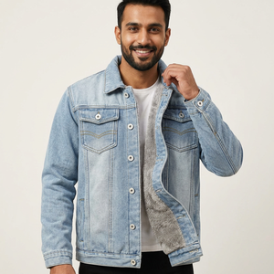 Best Style Men's Winter <b>Denim</b> Jacket Custom Logo High Quality Canvas <b>Material</b> Regular Size Good <b>Material</b> - Product Image 1