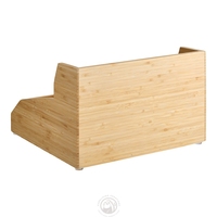 Organisateur de station à café moderne en bambou naturel écologique, support de rangement multi-compartiments pour condiments, tasses et couvercles, accessoire de bar à café