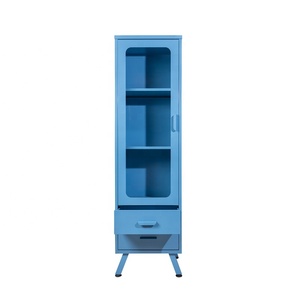 Israel Tall <strong>Thin</strong> Cosmetics Storage Cabinet Single Door Shampoo Display <strong>Cupboard</strong> 2 Doors with Feet Green Color - Product Image 4