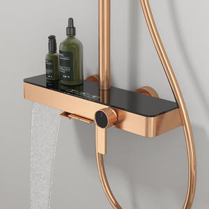 Ensemble de douche mural Vimijia exclusif transfrontalier, tout en cuivre brossé gris anthracite, avec douchette de plafond pour grande salle de bain d'hôtel - Product Image 3