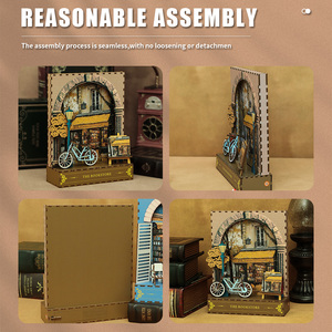 OCHOICE Drop Shipping MOQ=1 Kit DIY para Rincón de Lectura, Librería de París con Luz LED, Rompecabezas 3D de Madera, Decoración para Estantería - Product Image 5