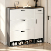 Meuble à chaussures moderne ultra-plat rabattable, avec étagères amovibles et réglables, en bois, pour couloir