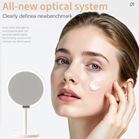 Miroir de maquillage personnalisé avec capteur tactile intelligent, sur pied, avec câble USB de recharge, en plastique, luminosité réglable
