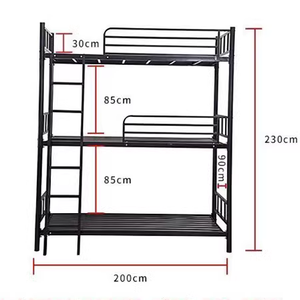 Dormitorio cama triple de metal de 3 pisos en venta litera triple de hotel cama de metal en venta - Product Image 4