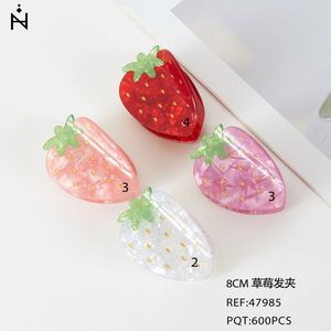 Fermaglio per capelli a forma di fragola da 8 cm, colorato e carino, accessorio per donne e ragazze - Product Image 1