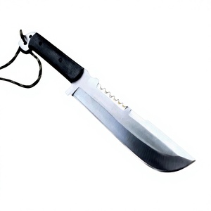 Couteau de camping en acier inoxydable, lame à pointe tombante, bord dentelé, manche en bois, outil de survie en plein air, couteau artisanal inspiré du film Punisher, 12 pouces - Product Image 1