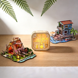 Silhouettes de célèbres monuments de <span class=keywords><strong>Paris</strong></span> créant un spectacle de lumière enchanteur à travers les découpes, artisanat en bois DIY, puzzle 3D - Product Image 1