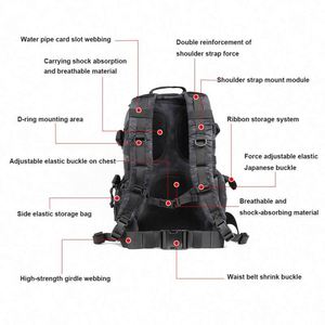 กระเป๋าเป้สะพายหลัง MOLLE ขนาด 35 ลิตร สำหรับกิจกรรมกลางแจ้ง แบบขยายได้ เหมาะสำหรับเดินทาง ปีนเขา ล่าสัตว์ ฝึกซ้อมรบ และการใช้งานทางยุทธวิธี (ตัวอย่างสินค้าฟรี) - Product Image 5