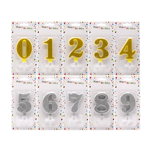 数字の誕生日キャンドル グリッター 大きなゴールドシルバーグリッター 誕生日数字キャンドル ケーキトッパー用 - Product Image 1