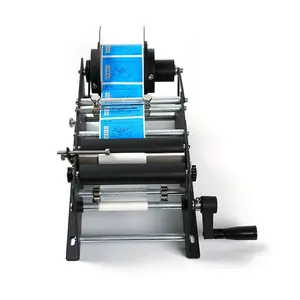 Power-Free Small Manual Hand Labeling Machine for Round Plastic Metal and Glass Bottle Labeling, Sticker Labeling Machine