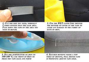 WBG Waterproof Wetsuit Iron-on Seam Sealing <b>Patch</b> Wetsuit Neoprene Fabric Fusing Adhesive Repair <b>Tape</b> for Fix Seams and Tears - Product Image 6