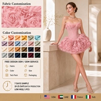 Robe Courte Bustier YEZEYE avec Corset 3D à Rosettes, Jupe Tutu Bouffante Rose pour Fête d'Anniversaire, Bal de Promo, Soirée de Remise de Diplôme – Vente en Gros Personnalisée pour Femmes