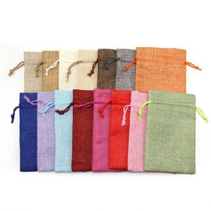 Wholesale Khaki Hemp <b>Cord</b> Cinch Pouches Gift Packing Drawstring Burlap <b>Bags</b> - Product Image 3