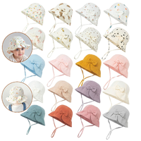 Sombrero de cubo de algodón para bebé de color sólido con lazo estampado Sombrero para el sol transfronterizo para exteriores