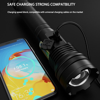 Lampe torche tactique télescopique COB à affichage numérique, rechargeable par USB, en alliage d'aluminium, LED blanche, en promotion