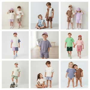 Conjuntos de Roupas para Bebês em Algodão Orgânico Personalizados 2 peças em Cores Sólidas para Meninos Roupas de Verão Casuais para Crianças - Product Image 4