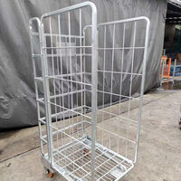 Cage en treillis métallique robuste, boîte métallique, équipement de stockage de marchandises, cages en acier pour entrepôt, conteneur de palette, verrouillable, mobile