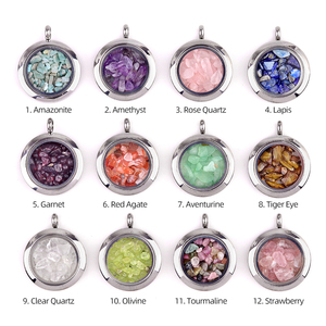Fashion Raw Crystal Pendant Necklace Steel Living Memory Floating <strong>Locket</strong> Tumbled Gemstone Women/Men's Luck Healing - Product Image 6