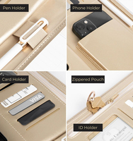 Haoran A4 Size Eco-Friendly PU Leather Portfolio Folder Magnetic Closure USB Port and Card Slot for Office Supplies