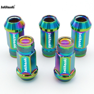 Jntitanti M12 * 1,5*45mm, Cubo de tuerca de rueda de coche de titanio, asiento cónico de grado 10,9, piezas de automóvil Gr.5 para Toyota Mazda para Honda para Acura <span class=keywords><strong>Scio</strong></span> - Product Image 1