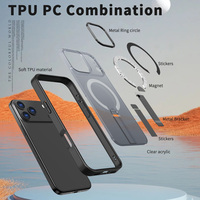 Funda Magnética Antigolpes para Teléfono con Soporte Vertical Oculto, Marco Metálico para Cámara, Cobertura Total para iPhone 18 17 16 15 Plus Pro Max