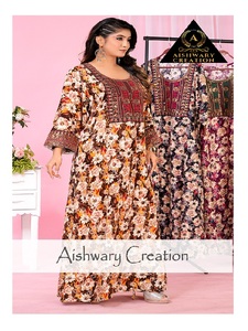Vestido Kaftan Estampado 100% Algodón para Mujer, Ropa Musulmana Tradicional, Vestido Largo Cómodo, Colección Boutique OEM - Product Image 1