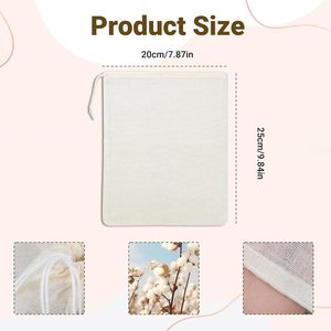 Sachet filtrant réutilisable en coton naturel biodégradable pour épices, multifonctionnel, pour infuser le thé, en gaze de coton, personnalisable, vente en gros - Product Image 2