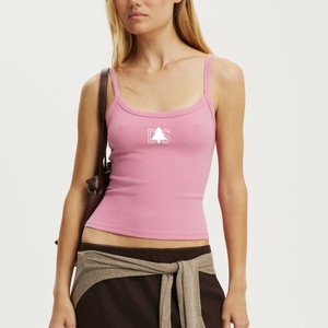 Canotte da donna in <span class=keywords><strong>cotone</strong></span> lavorato a maglia, rosa, personalizzabili, anti-piega, con ricamo, produzione di fabbrica - Product Image 2