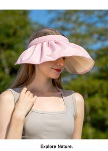 Chapeau de soleil en coquillage à visière ouverte pour femme, protection UV extérieure, pliable, avec protection faciale, grand bord, pour l'été - Product Image 5