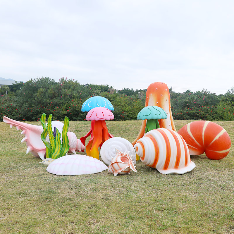 海の貝殻彫刻ガラス繊維屋外ビーチ装飾用カタツムリ小道具巨大