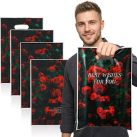 50 sacs en plastique pour cadeaux de fête à thème rose, sacs en plastique pour friandises rose foncé avec poignées pour collations, bonbons, sacs cadeaux pour mariages et fêtes