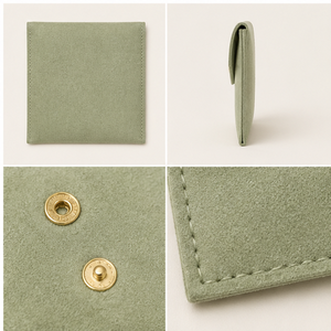 Étui d'emballage pour bijoux en microfibre personnalisé avec rabat à bouton pour carte de bague - Product Image 4
