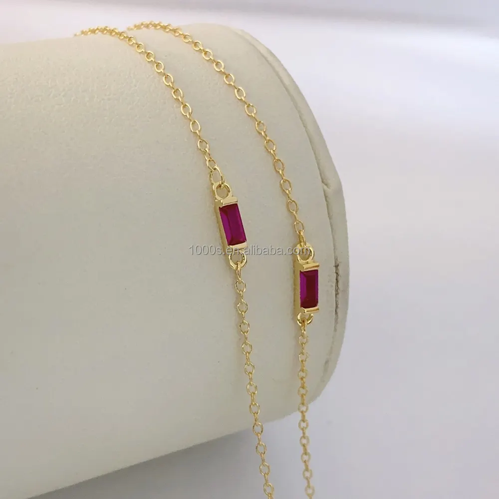 Ruby Zircon S925 bạc với Vòng O Chuỗi Vòng Đeo tay tự làm sinh nhật đá trang sức thời trang cho phụ nữ người đàn ông tùy chỉnh 9K 14k 18K vàng