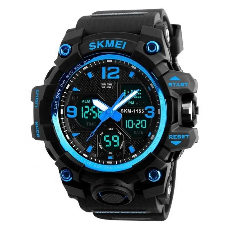 New Big Case Watches SKMEI 1155 1155B 1283 Electronic Waterproof Camouflage Sport Plastic Digital Wristwatch Men
