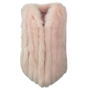 بلوزة نسائية شتوية أنيقة بفتحة رقبة على شكل حرف V معطف من الصوف بوجهين مع فرو ثعلب طبيعي سترة دافئة بلا أكمام - Product Image 5