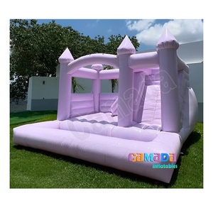 Château gonflable gonflable château gonflable toboggan gonflable blanc et violet maison de rebond château de saut gonflable et fosse à balles - Product Image 1