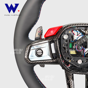 Volante de Fibra de Carbono Genuino de Alta Calidad en Negro para <span class=keywords><strong>BMW</strong></span> G20 G22 G26 G30 G60 G80 Id8 F90 G90 F97 F98 X3M X4M X5M X6M M3 5 - Product Image 3