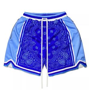 Shorts de basket-ball pour hommes et enfants, personnalisés, respirants, logo, grande taille, vintage, patchwork, broderie, imprimé, en maille - Product Image 2