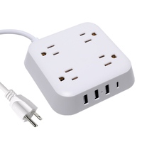 Bande d'alimentation amovible amovible, protection contre les surcharges, avec sortie usb, us, 1 pièce