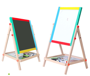 桑托教育蒙特梭利二合一双面磁性支架画架白板黑板儿童木画板 - Product Image 1