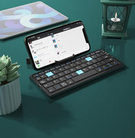 Keyboard gigi biru dapat diisi ulang, dengan pegangan profil rendah Mini desain satu tangan untuk IPad/PC produk baru