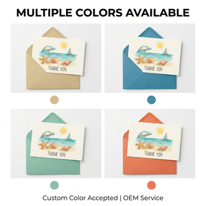 Tarjetas de agradecimiento con diseño de conchas marinas costeras, con sobre de papel kraft, letras doradas personalizadas, OEM, ODM, MOQ bajo, venta al por mayor, tarjetas de felicitación - Product Image 2